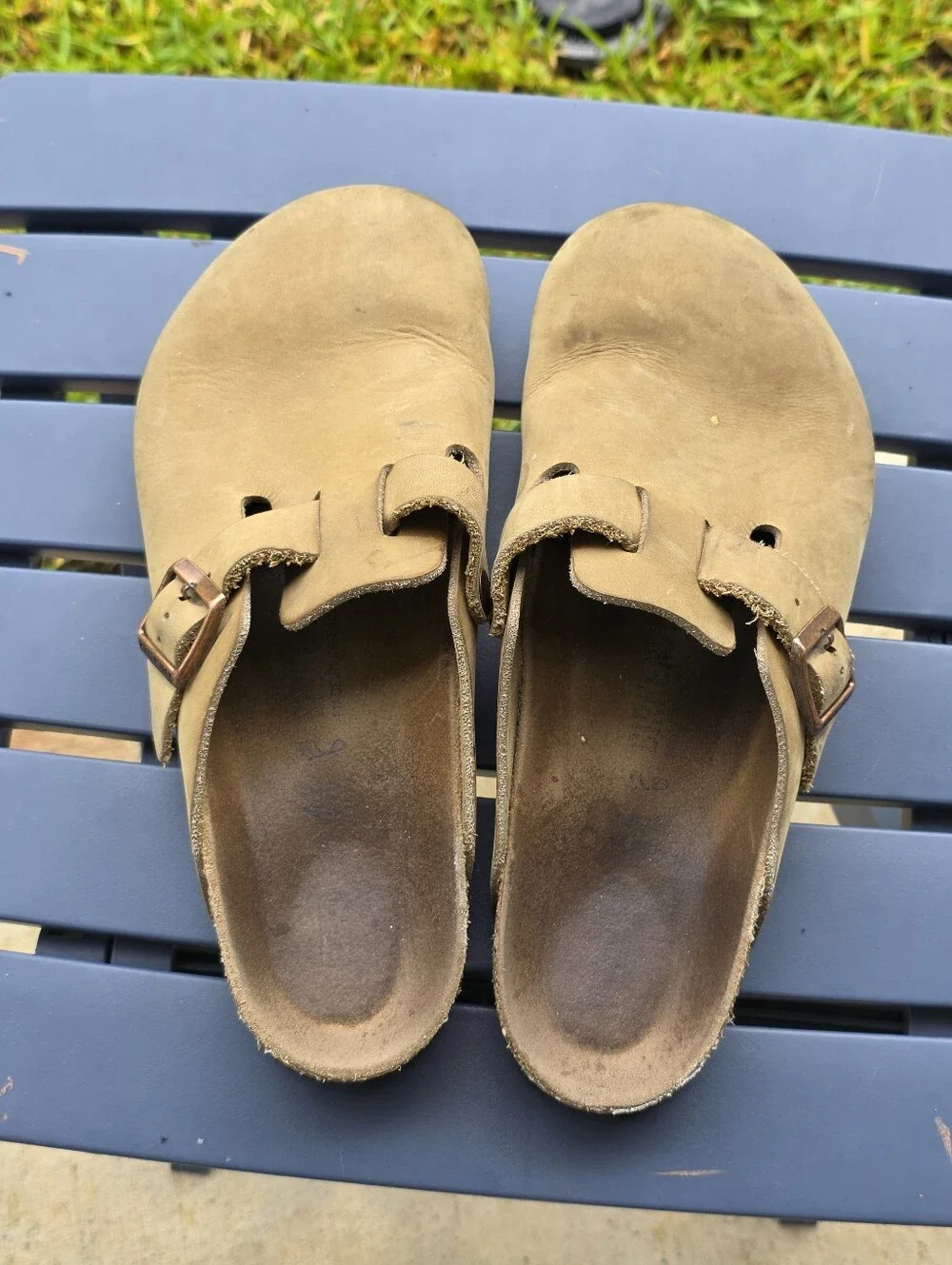 Birkenstock Boston Taupe Leather Clogs Slip On Shoes Unisex EU 42 US Men's 9